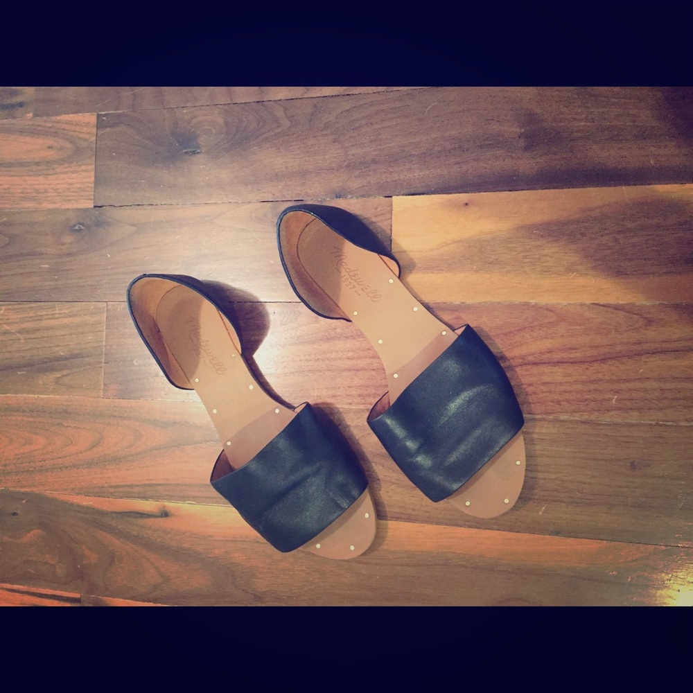 Black and Tan leather sandal flats from Madewell